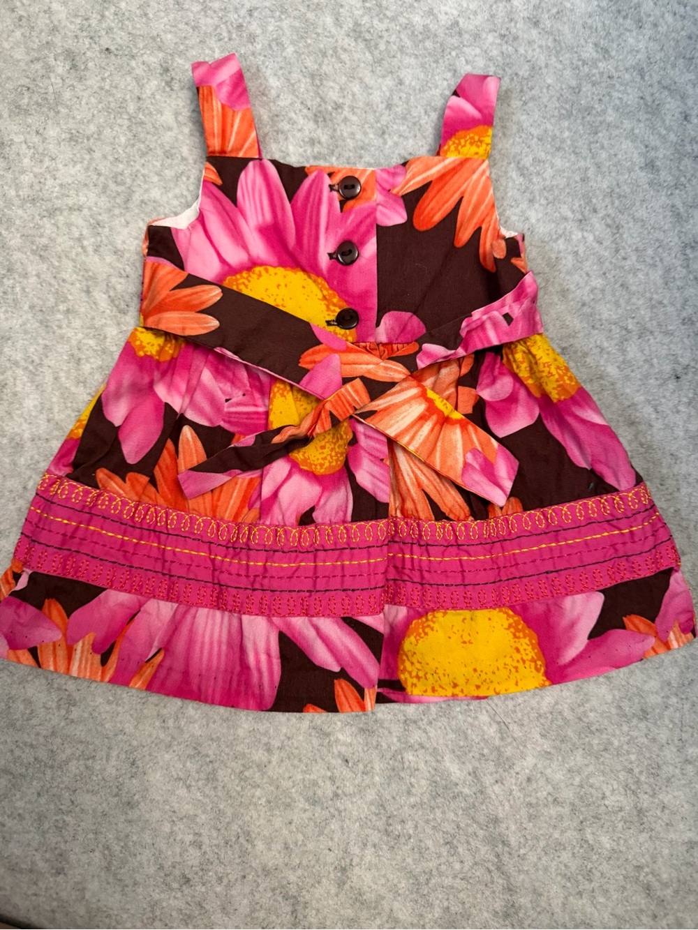 Jessica Ann Pink & Orange Floral Sundress with Tie Waist